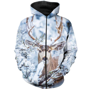 Winter Deer Hunting 3D all over Print Shirt plus size, Hoodie, long sleeve, zip up hoodie- NQS75