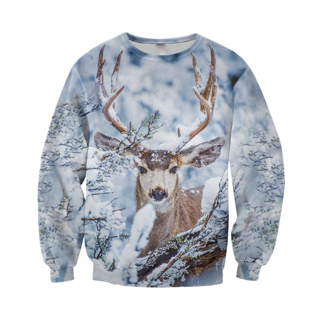 Winter Deer Hunting 3D all over Print Shirt plus size, Hoodie, long sleeve, zip up hoodie- NQS75