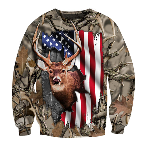 Mens womens Deer hunting clothes american flag 3D all over print shirt plus size coat, hoodie, long sleeve, t shirt NQS89 PQB