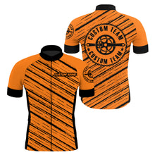 Load image into Gallery viewer, Orange Men cycling jersey Custom name cycle gear with 3 pockets Anti-UV full zip MTB BMX racewear| SLC119