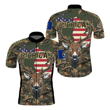 Load image into Gallery viewer, Michigan Cycling jersey men women with 3 pockets Custom name UPF50+ camouflage deer bike shirts| SLC208