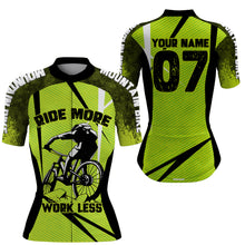 Load image into Gallery viewer, Custom MTB Cycling Jersey Ride More Work Less Mountain Bike Green Bicycling Shirt| NMS831