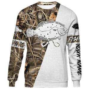 Flounder Personalized fishing tattoo camo all-over print long sleeve, T-shirt, Hoodie, Zip up hoodie - FSA16