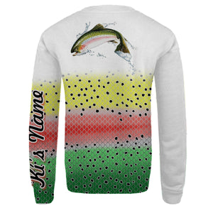 Personalized rainbow trout fishing 3D full printing shirt for adult and kid - TATS54