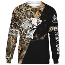 Load image into Gallery viewer, Carp Personalized fishing tattoo camo all-over print long sleeve, T-shirt, Hoodie, Zip up hoodie - FSA6B Black version