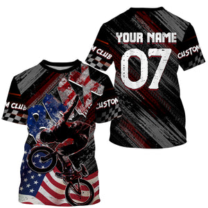 Personalized adult kid BMX jersey Patriotic UPF30+ USA riding racewear American cycling shirt| SLC31