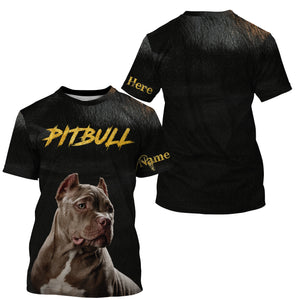 Love Pitbull Hoodie Long Sleeve T-shirt| Custom Name Unisex Pitbull Shirt for Pitbull Owner Dog Lover| JTSD274