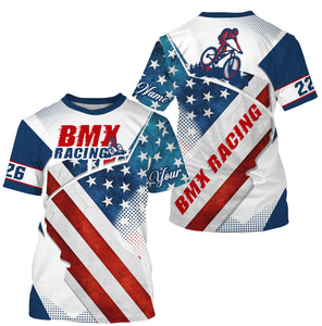 Patriotic adult kid BMX jersey USA bicycle motocross cycling tops UPF30+ American BMX riding shirt| SLC24