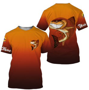 Redfish fishing custom name with angry Redfish ChipteeAmz's art UV protection shirts AT005