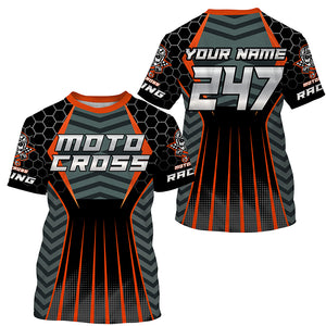Personalized orange Motocross jersey men women kid racing UPF30+ biker off-road motorcycle shirt PDT303