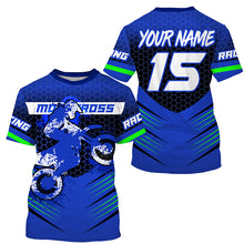 Load image into Gallery viewer, Blue MX youth men women jersey personalized Motocross off-road UPF30+ dirt bike shirt racing PDT333