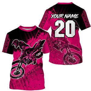Pink Motocross kid men women jersey custom UPF30+ off-road dirt bike shirt motorcycle PDT331