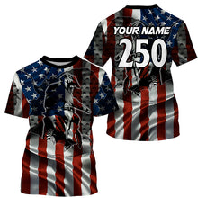 Load image into Gallery viewer, Personalized Motocross jersey kid men women UPF30+ USA flag dirt bike Patriotic shirt motorcycle PDT344