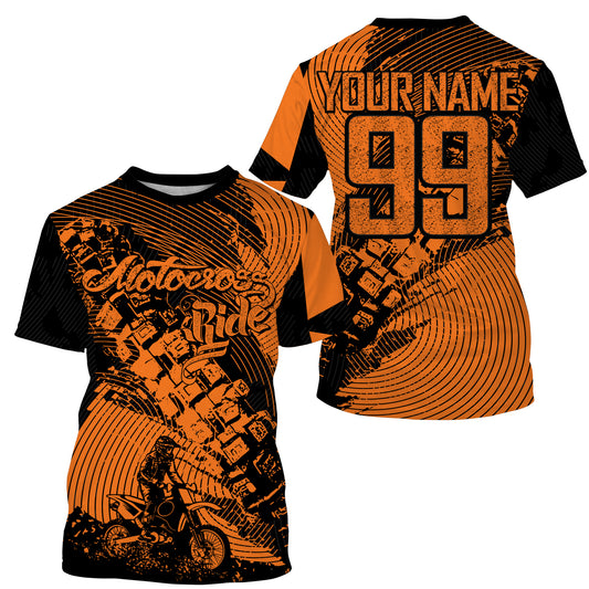 Kids Men custom orange dirt bike jersey Motocross MX racing UPF30+ motorcycle off-road shirt  PDT158