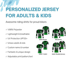 Load image into Gallery viewer, Green MTB riding jersey youth kids UPF30+ mountain bike gear boys girls cycling downhill MTB shirt| SLC246