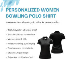 Load image into Gallery viewer, Bowling Polo Shirt for Women Custom Blue Bowling Jersey With Name Ladies Bowling Team League Shirt BDT95