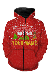 Christmas begins with my name funny christmas gift shirts, hoodie, long sleeves
