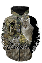 Load image into Gallery viewer, Coyote camo hunter customized name full printing personalized shirt, hoodie - TATS19