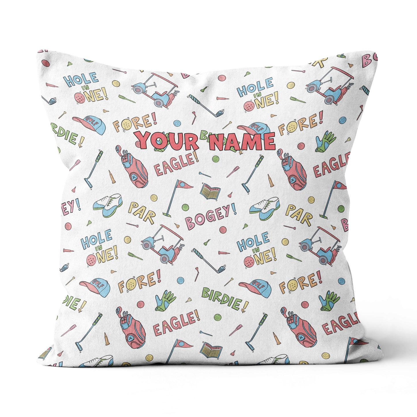 Colorful Funny Golf Elements Custom Throw Pillow Personalized Golf Gifts LDT1141