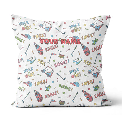 Colorful Funny Golf Elements Custom Throw Pillow Personalized Golf Gifts LDT1141