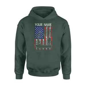 American flag fisherman kayak fishing custom name US fishing rod D05 NQS1244 - Standard Hoodie