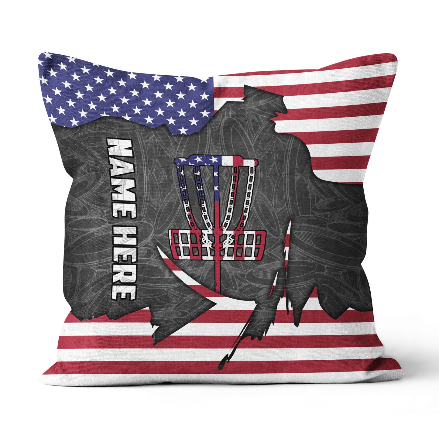 American Flag Disc Golf Basket Custom Pillow Personalized Disc Golf Gift LDT1178