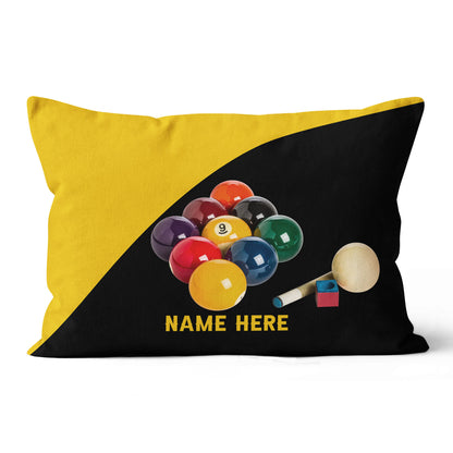 Custom Yellow Black Billiard Balls Pillow, Personalized Billiard Pillows TDM0883