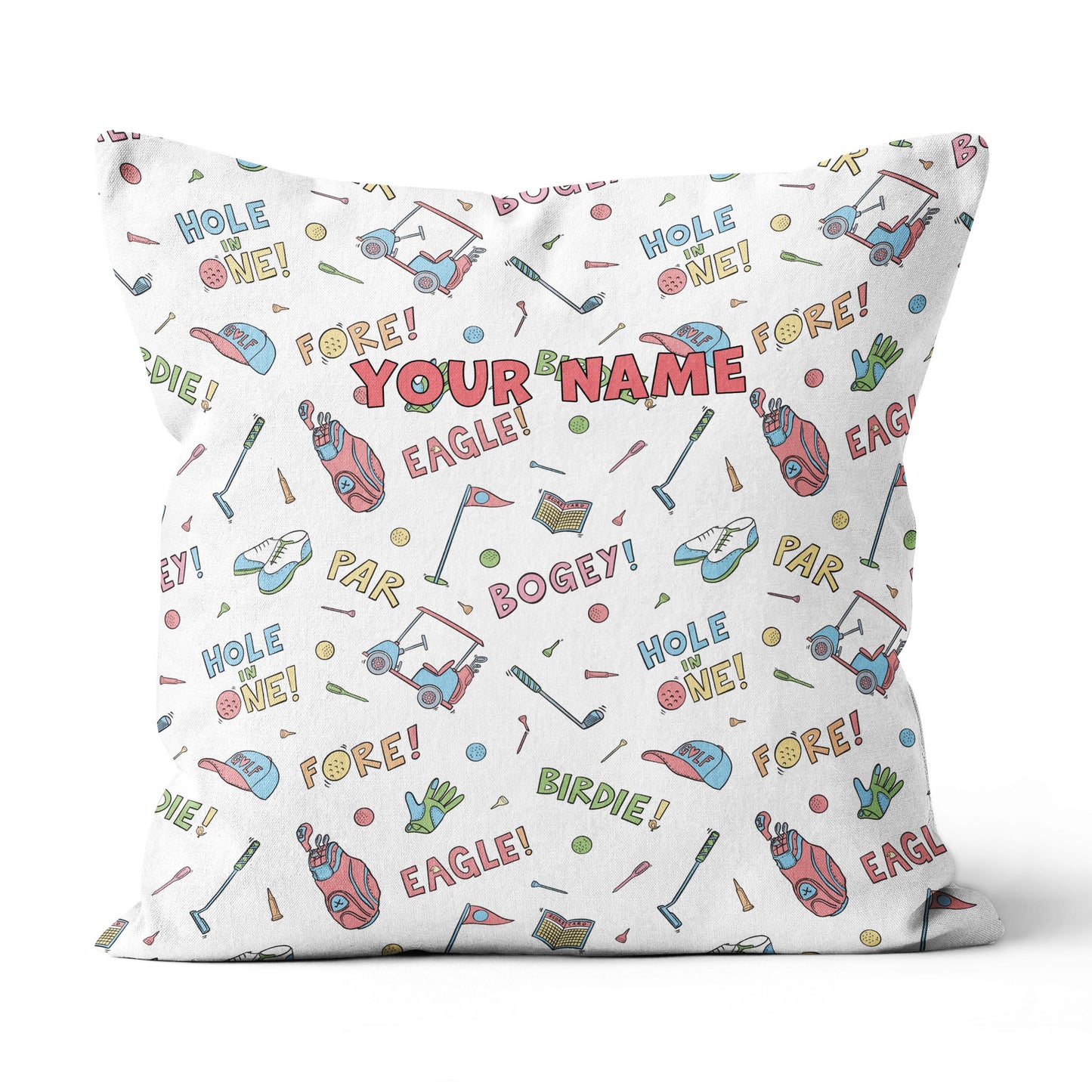 Colorful Funny Golf Elements Custom Throw Pillow Personalized Golf Gifts LDT1141