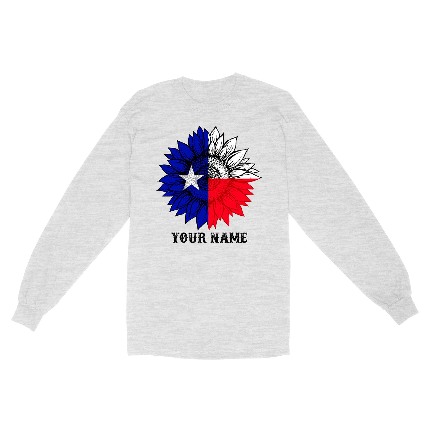 Texas flag sunflower customized name patriot Texas state flag D03 NQS2495 - Standard Long Sleeve