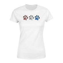 Load image into Gallery viewer, Red White Blue American Flag Dog paws Women&#39;s T-shirt design gift ideas for Dog lovers  - SPH85