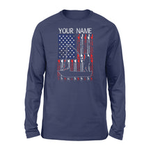 Load image into Gallery viewer, American flag fisherman kayak fishing custom name US fishing rod D05 NQS1244 - Standard Long Sleeve