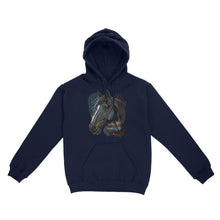 Load image into Gallery viewer, Quarter Horse American Flag Hoodie, Patriotic Horse Lovers Gifts IPHW3873