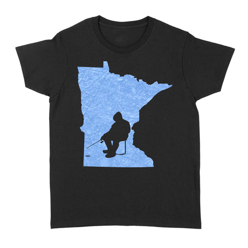 Minnesota Ice Fishing Shirts, Winter Fishing Minnesota State Love Fishing Women's Tshirt - FSD2927 D06