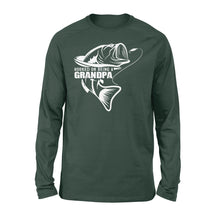 Load image into Gallery viewer, Grandpa Fishing Shirt, Hooked on being a Grandpa,  Funny Fishing Gift for Grandpa, Fathers Day Fishing Gift D02 NQS1335 - Standard Long Sleeve