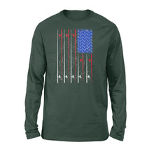 Load image into Gallery viewer, American US Flag Fishing Rod Shirt, Fisherman Gift D06 NQSD302 - Standard Long Sleeve