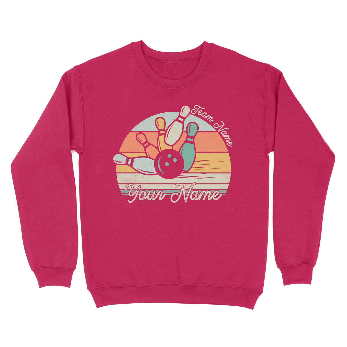 Custom Bowling Retro Shirt, Personalized Bowling Name Crew Neck Sweatshirt