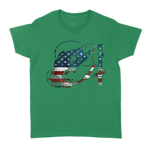 US Bass Fishing American Flag Custom name Women's T-shirt D02 NQS1248