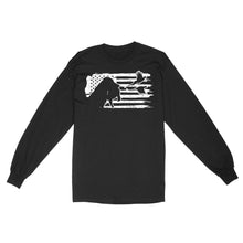 Load image into Gallery viewer, Pheasant hunting with dog American flag patriotic hunting, dog hunting pheasant shirt D01 NQS2582 Standard Long Sleeve