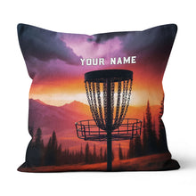 Load image into Gallery viewer, Sunset Disc Golf Basket Custom Name Pillow Personalized Disc Golf Gifts LDT1167