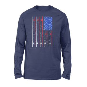 American US Flag Fishing Rod Shirt, Fisherman Gift D06 NQSD302 - Standard Long Sleeve