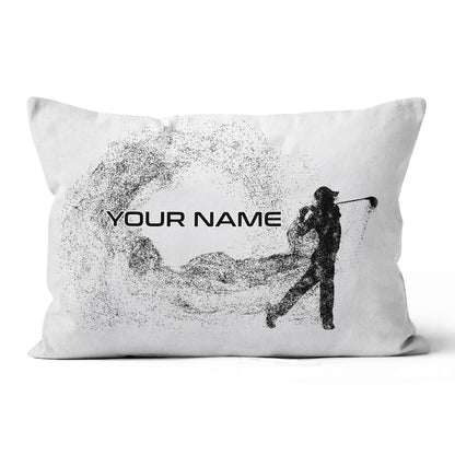 Silhouette Golf Player Custom Throw Pillow Personalized Golfing Gifts LDT1125
