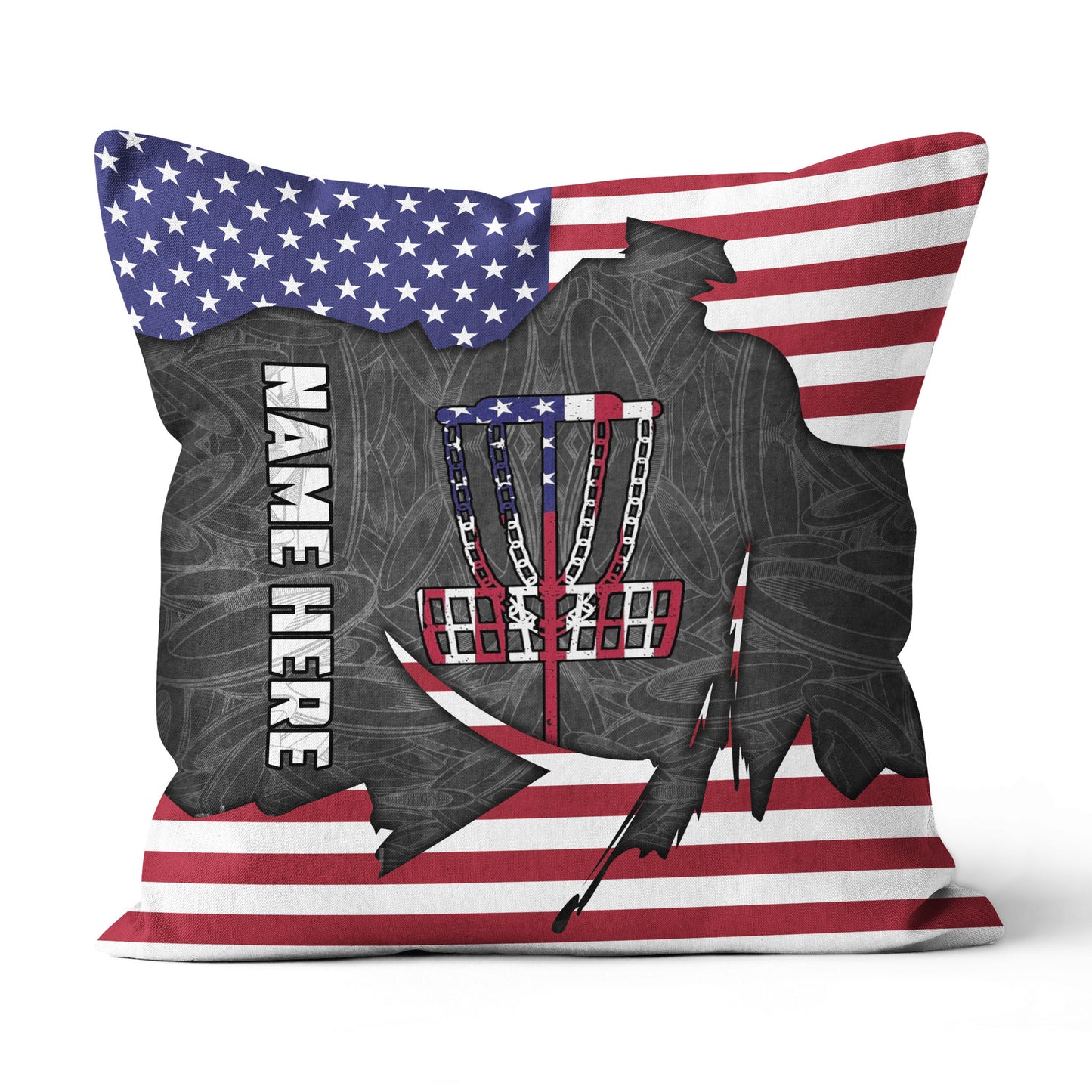 American Flag Disc Golf Basket Custom Pillow Personalized Disc Golf Gift LDT1178