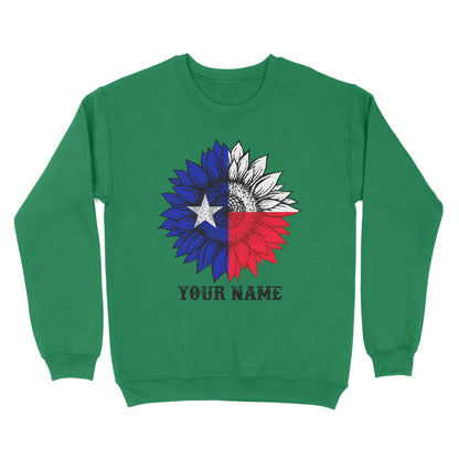 Texas flag sunflower customized name patriot Texas state flag Sweatshirt D03 NQS2495