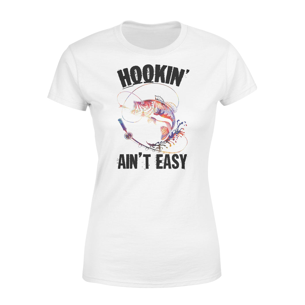 Beautiful colorful Fishing tattoo Women's T-shirt design - Hookin' ain't easy - SPH63