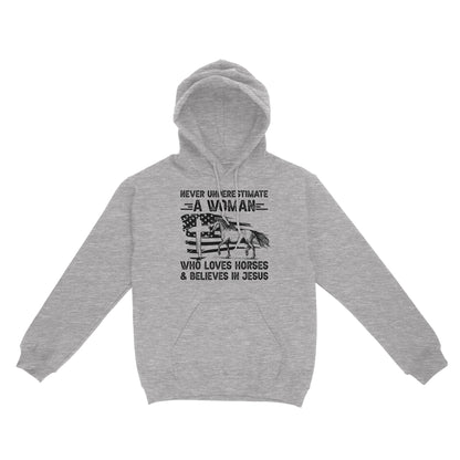 Never underestimate a woman who loves horses and believes in Jesus, horse gifts for girls D03 NQS2680 - Standard Hoodie