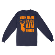 Load image into Gallery viewer, Raise Aim Shoot Hunter Deer Hunting Gifts For Men Dad Custom Name Standard Long Sleeve FSD2124D06
