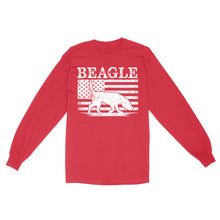 Load image into Gallery viewer, Beagle Dog American Flag Shirt, Mens Beagle Gift, Dog Lover, Hunting Dog Standard Long Sleeve FSD2345D01