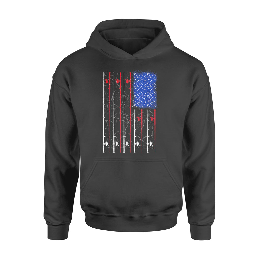 American US Flag Fishing Rod Shirt, Fisherman Gift D06 NQSD302 - Standard Hoodie