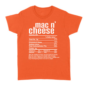 Mac n' cheese nutritional facts happy thanksgiving funny shirts - Standard Women's T-shirt