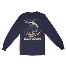 Load image into Gallery viewer, Personalized Marlin Deep Sea Fishing Outfits, Blue Marlin Ocean Fishing T Shirt IPHW3879